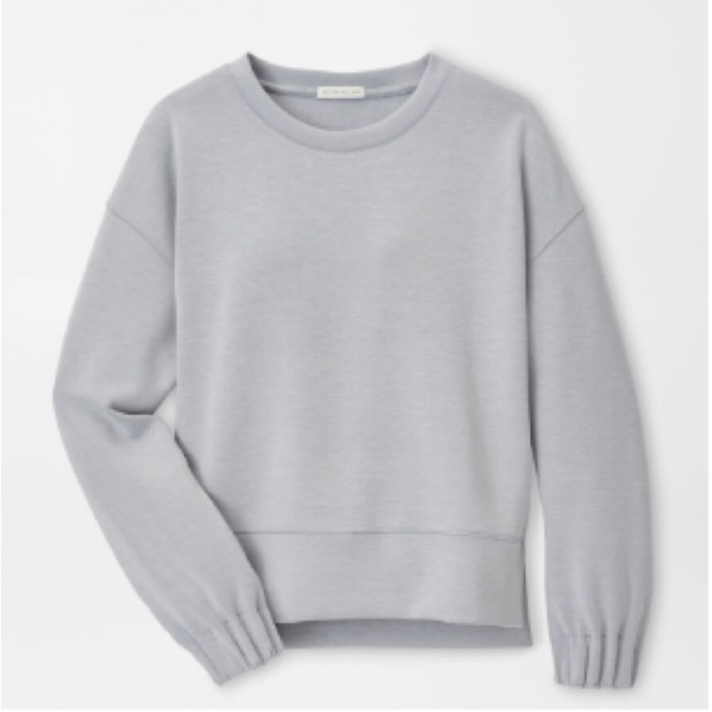 Flora Knit Melange Crewneck, Light Grey, XS